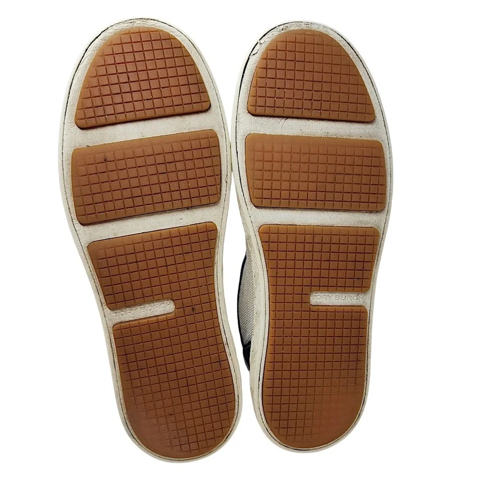 Tory Burch Ladybug Sneakers 9 M Womens Cream Blue Platform Mesh Leather Suede